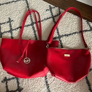 Set of 2 BCBG bags red leather
